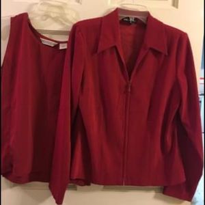 Matching Red Tank & Zippered Long Sleeve Jacket